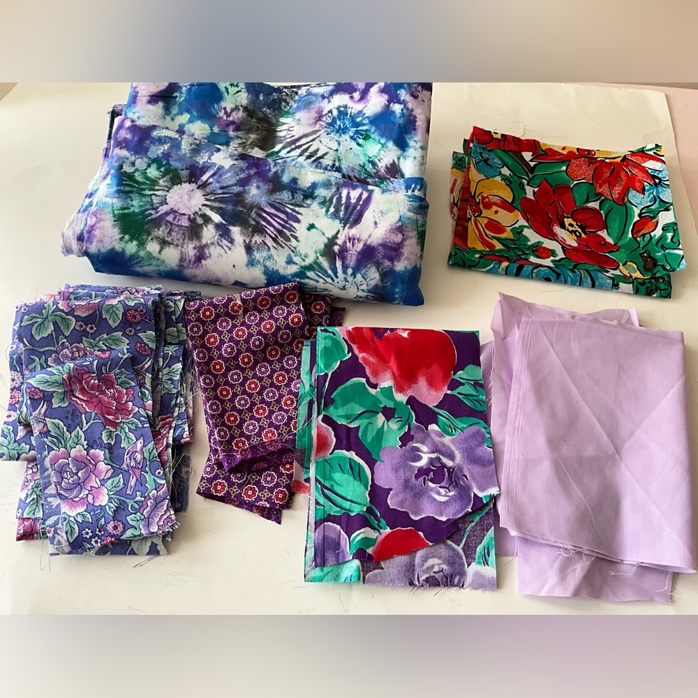 Quilting Fabrics Lot Sewing Material Crafting 4 Yards Tie Dye Purple Blue Green